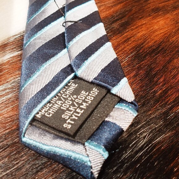 Mexx Blue Striped Silk Tie - Picture 4 of 4